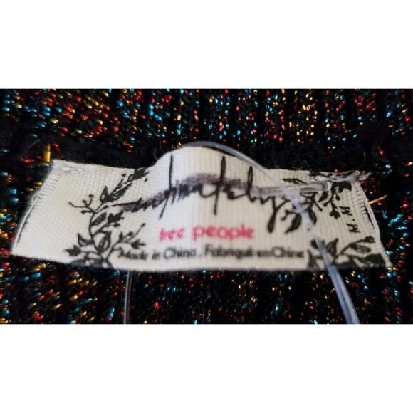 NEW FREE PEOPLE INTIMATELY BLACK RAINBOW LUREX LONG SLEEVE BODYSUIT SZ MEDIUM - Picture 11 of 12